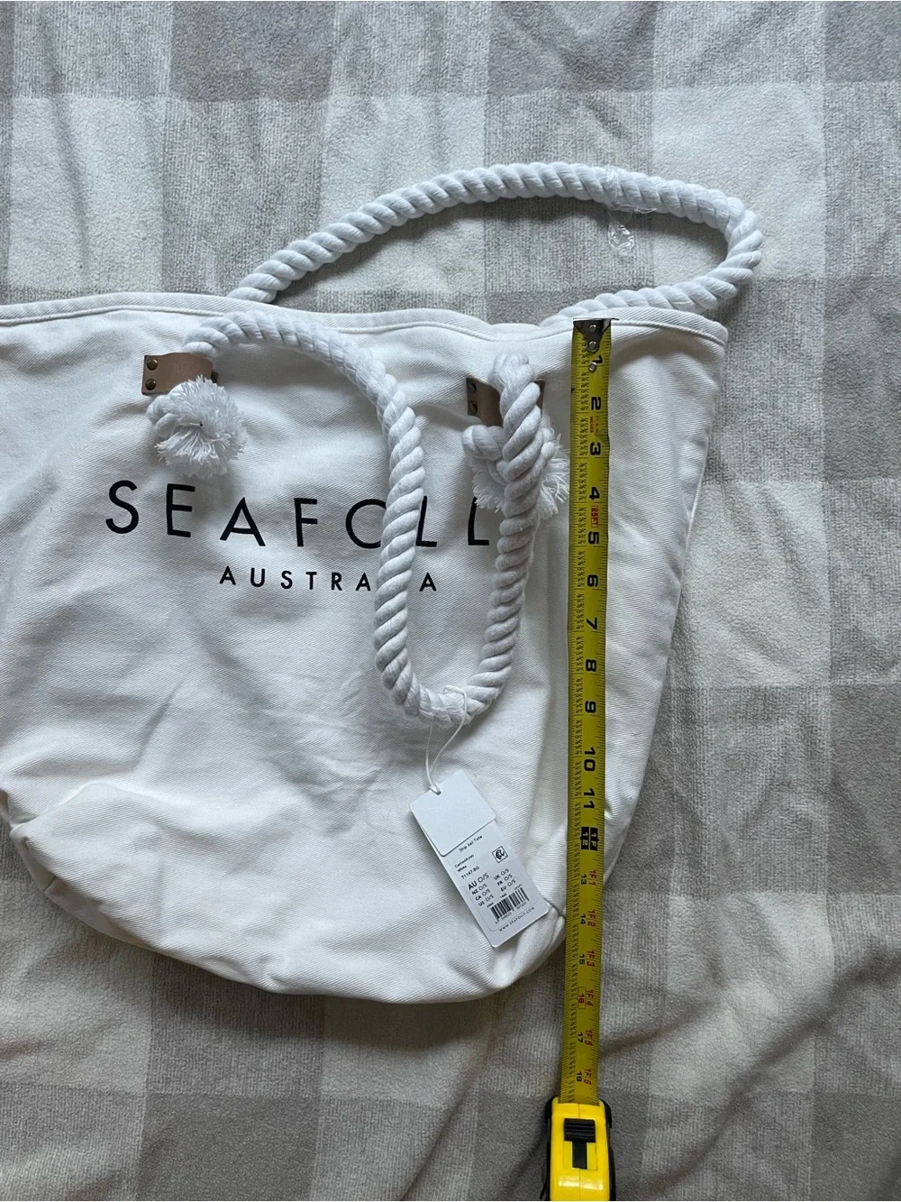 Seafolly White Canvas Logo Tote with Rope Handles